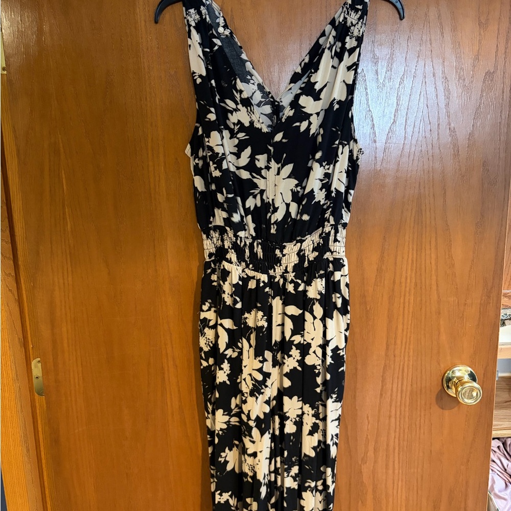 GAP Black and White Floral Jumpsuit